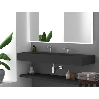 Boyter 60'' Solid Surface Rectangular Wall Mount Bathroom Sink
