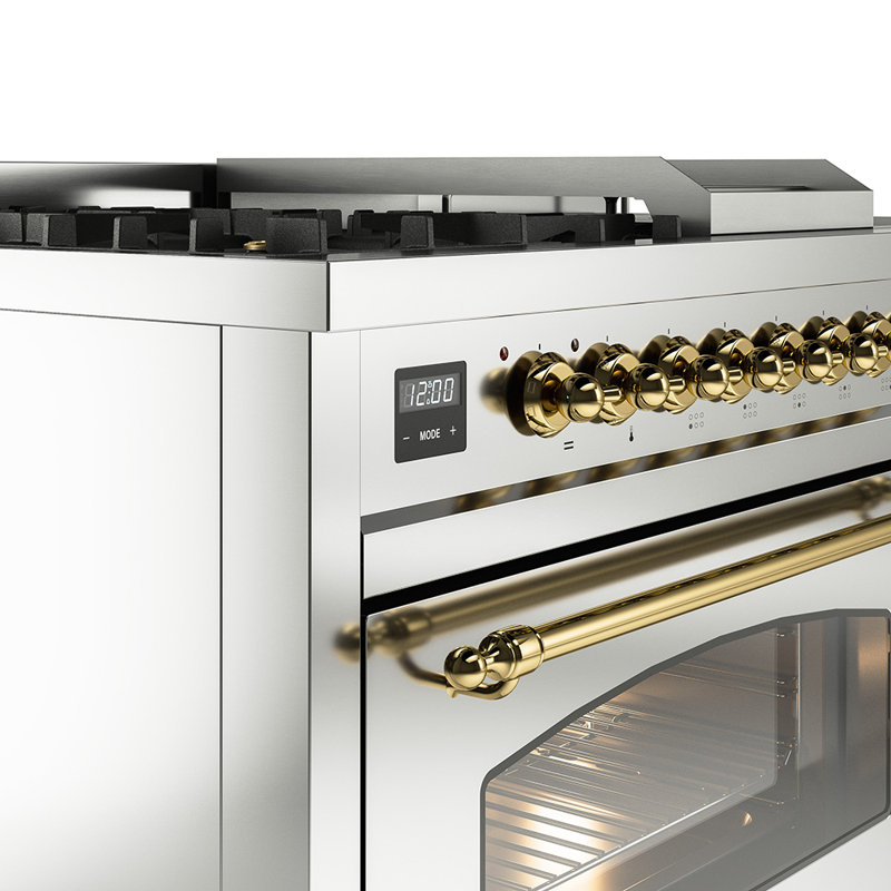 ILVE Nostalgie II 48 Dual Fuel Range, Antique White/Bronze, Natural Gas