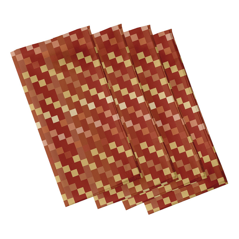 Jiem Polyester Plaid Square Napkin, Rust