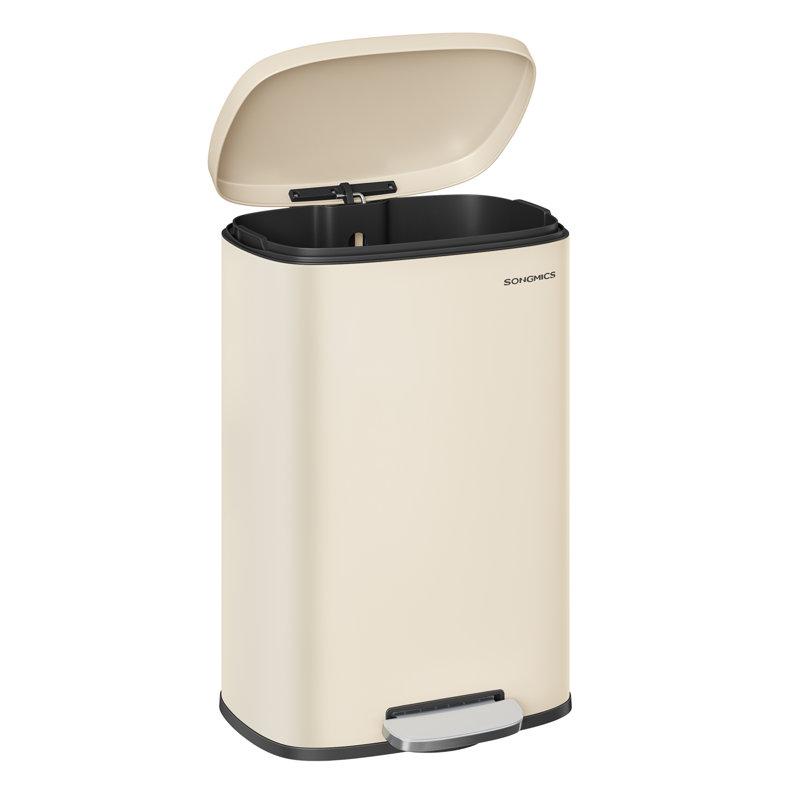 Briawna Metal Step On Kitchen Trash Can - 50L, Ivory