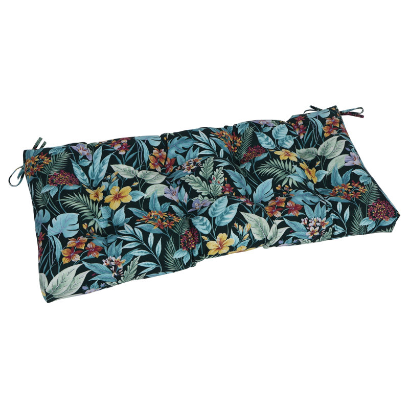 Outdoor 5'' Loveseat Seat Cushion, Blue/Green Floral