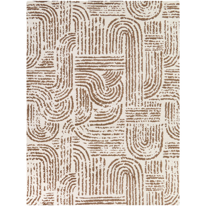 Campini Rust Modern Striped Area Rug, Rectangle 7'10" x 10'