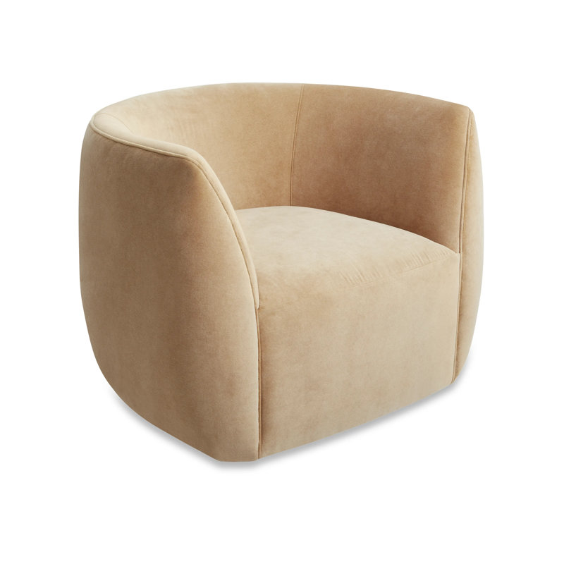 Council Swivel Barrel Chair, Camel Velvet Polyester Blend