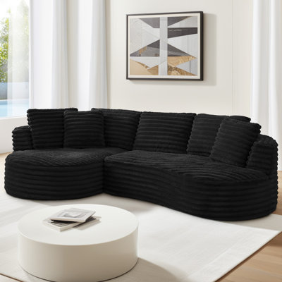 Canapé modulaire incurvé modulaire incurvé moderne de 121 po avec sièges profonds et méridienne Hartwig Boneless, aucun assemblage requis