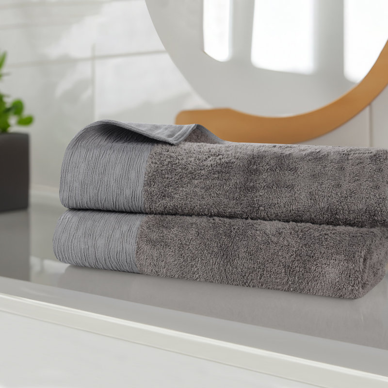 Ensemble de serviettes en rayonne de bambou et en coton mélangé hypoallergénique, Gris anthracite