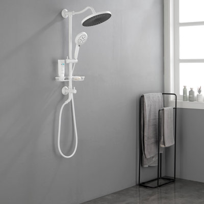 Showerspas Shower System, With 10" Rain Showerhead, 4-Function Hand Shower, Adjustable Slide Bar And Soap Dish