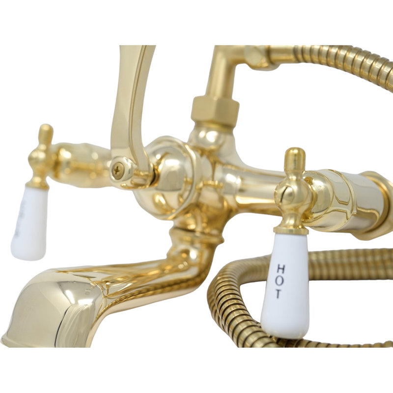 British Telephone Tub Faucet with Handheld Shower, Inlet Cradle and Diverter Handle by Strom Living