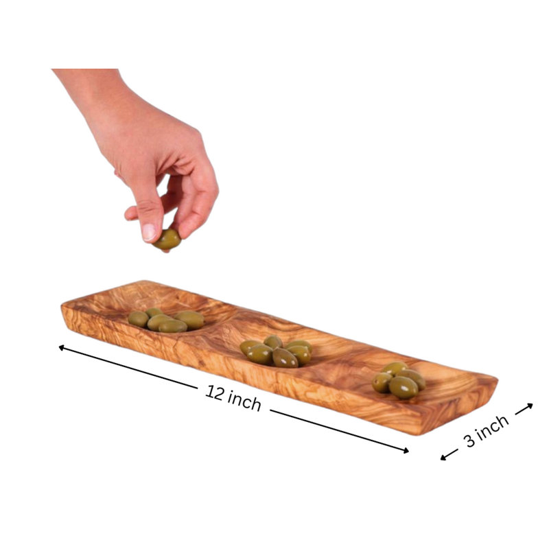 Kitchenware Olive Wood 3 Section Serving Dish