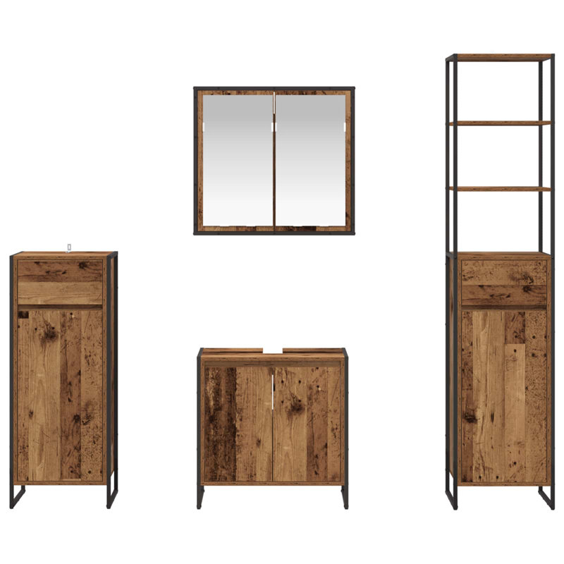 Vanity & Mirror Set, Medium Wood