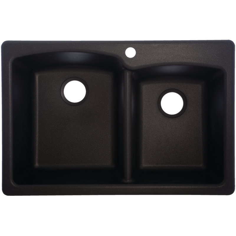 Évier de cuisine à double cuve encastrable L 33 po x L 22 po ellipse