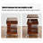Vintage brownish solid wood height - adjustable mobile side table with storage function