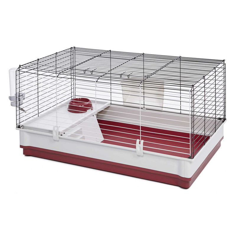 Deluxe Maroon and White Small Animal Cage with Accessories