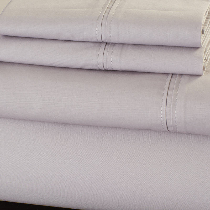  350 Thread Count 100% Cotton Percale Extra Deep Pocket Sheet Set, California King, Lavender