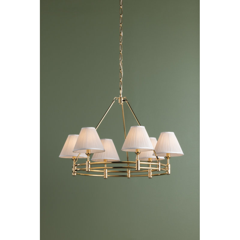 Howard Chandelier by Mark D. Sikes, 6 Lights, Antique Brass, 23" H x 32.75" W x 32.75" D