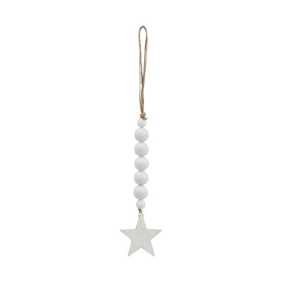 Classic Easter White Beads & Star Ornament 6x2