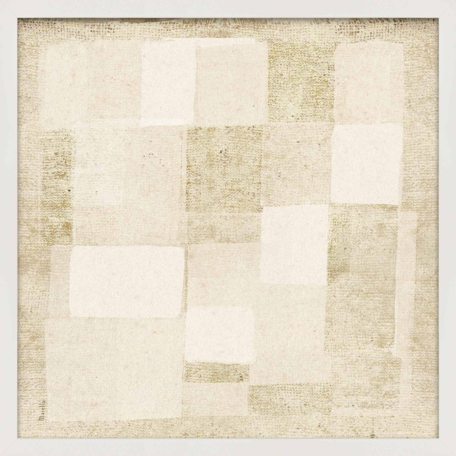 Subtle Patchwork 1 by Marco Marella for Studio M - Framed Wall Art, White, Paper, 16" H x 16" W