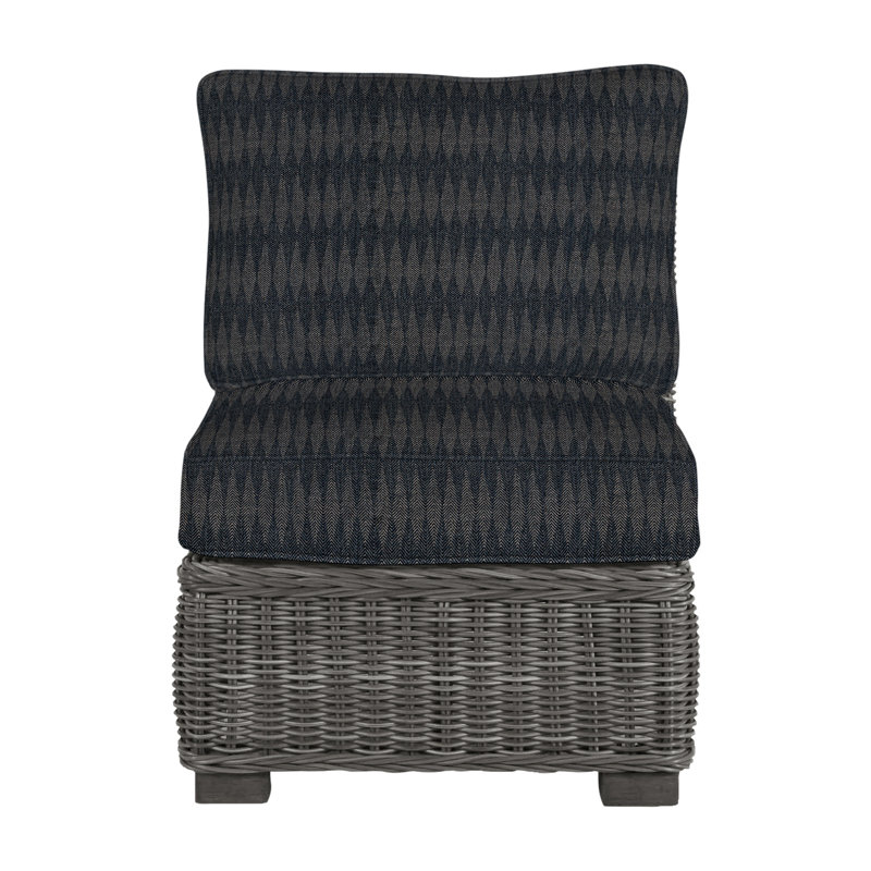 Rustic Woven Sectional Slipper Chair, Slate Gray, Welt, Herringbone Sand