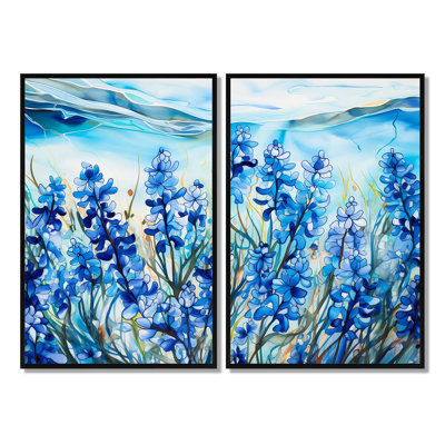 «Calming Blue Bonnets Floral Field II», art mural grand champ de fleurs