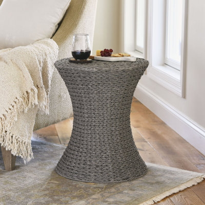 Moura Handwoven Water Hyacinth Wicker Stool with Hourglass Shape