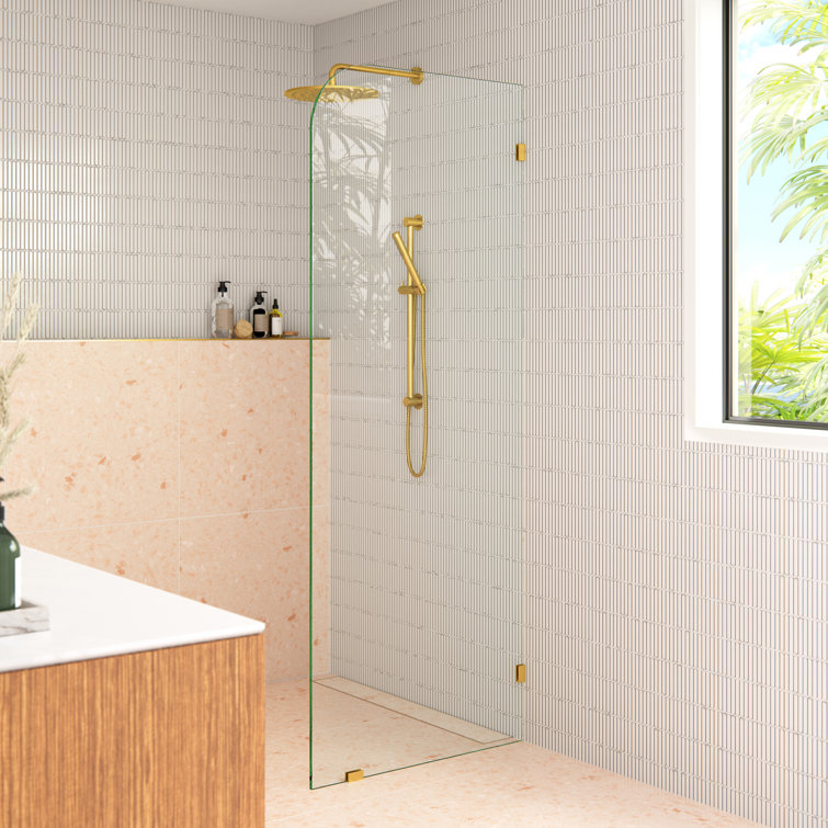 Solaris 30 in. x 78 in. Fully Frameless Radius Single Fixed Shower Panel