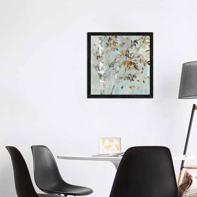 Birch With Leaves I by Allison Pearce - Wrapped Canvas Painting, Black Framed, 93.98 cm H x 93.98 cm W