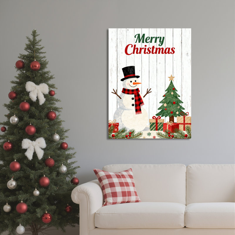 «Merry Snowman», art mural sur toile, H 24 po x l 16 po