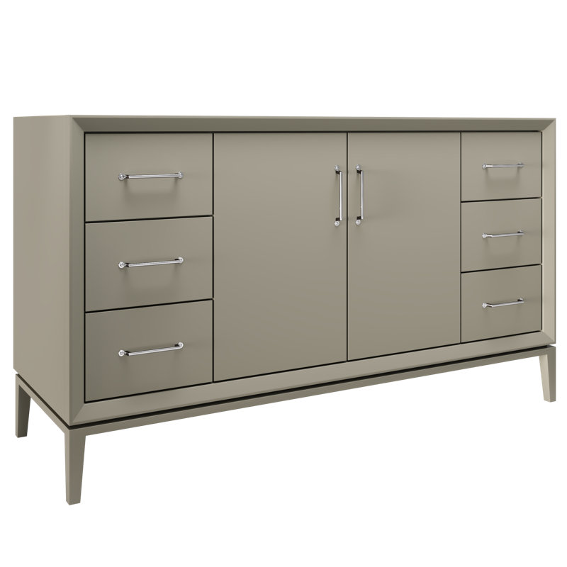 Alexandra Single Extra Wide Bath Vanity, French Olive, 60", Polished Chrome