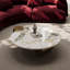39" Luxury Round Metal Cylinder Leg Stone Coffee Table