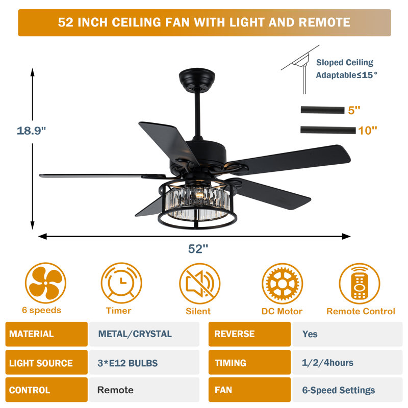 Ventilateur de plafond 52 po 52 po
