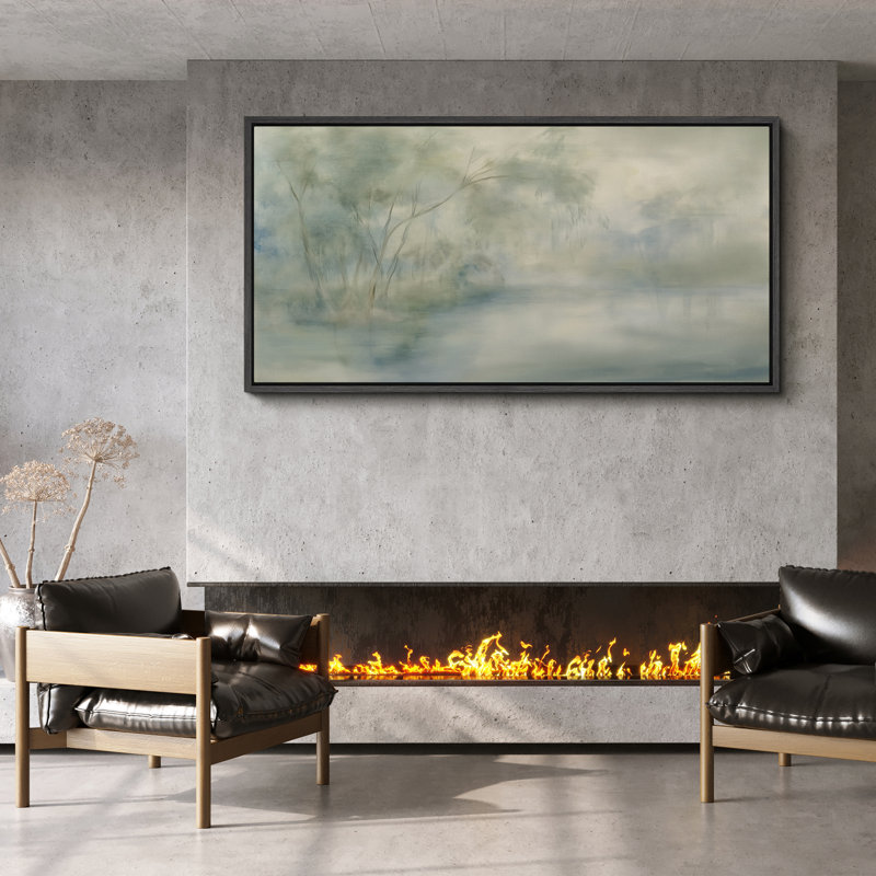 «Abstract Green Blue Landscape Scenery», impression sur toile encadrée de décorations murales surdimensionnées