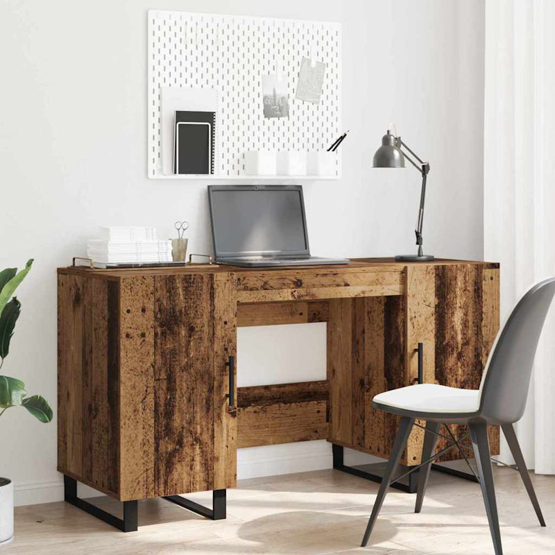 Desk With Shelf 140 X 50 X 75 Cm Engineered Wood, Old Wood