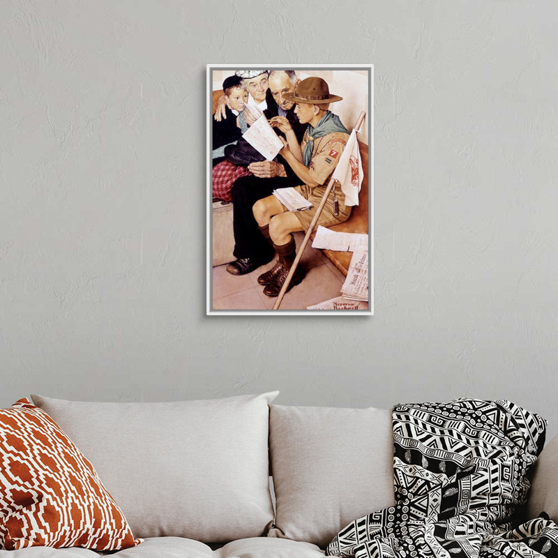 Art mural sur toile Norman Rockwell, Cadre flottant blanc, H 32 po x l 22 po x P 1,75 po