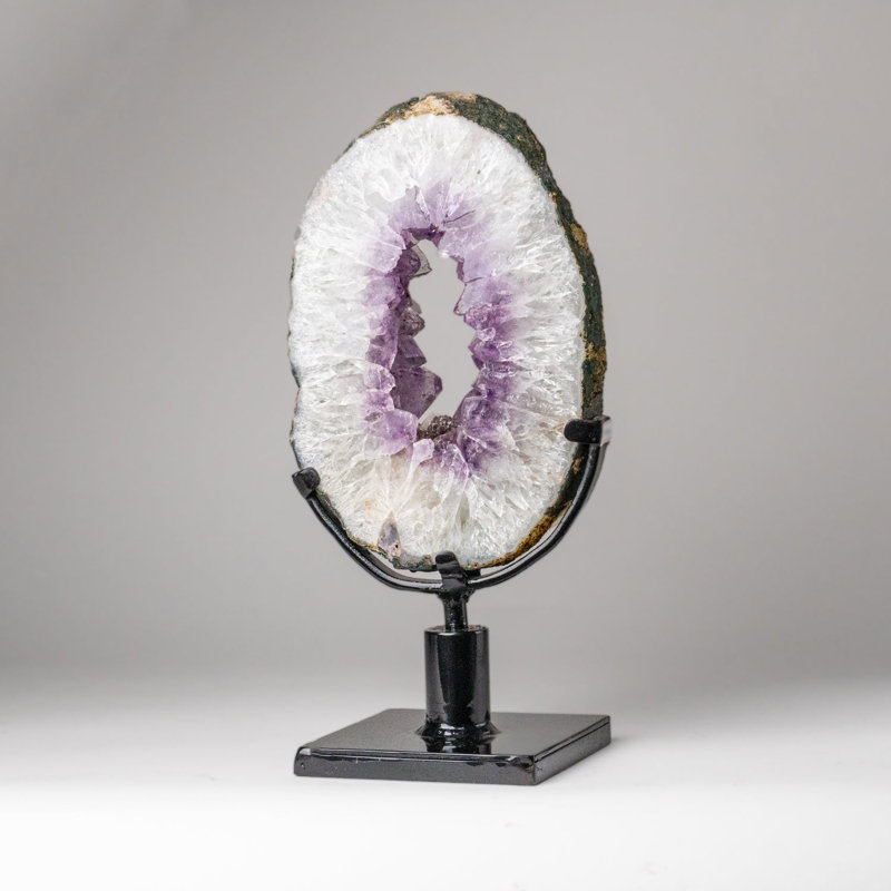 Genuine Amethyst Geode Slice On Stand From Uruguay (7.5 Lbs)