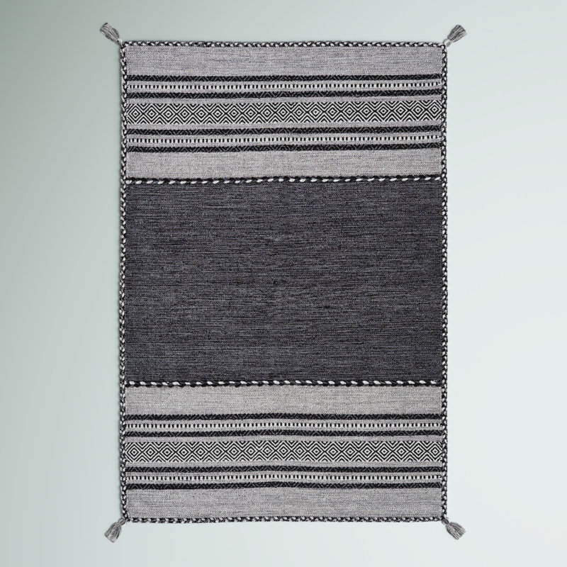 Bleecker Striped Cotton Hand Woven Area Rug, Rectangle 60 x 110cm