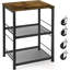 Petite table de bout carrée industrielle avec table de bout et tablette de rangement pour petits espaces