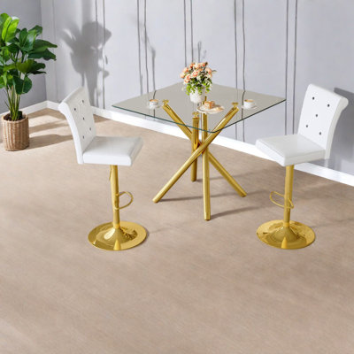 Compact Modern Patio Bar Sets With Gold Chrome Metal, Stylish For Kitchen Island
