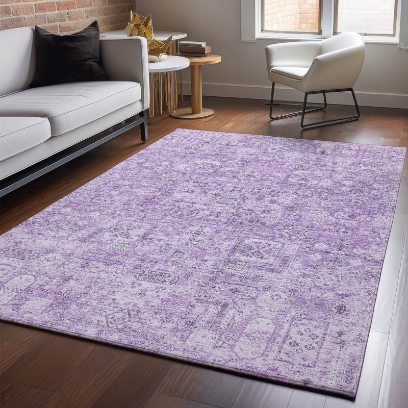 Tapis lilas 5 pi x 7 pi 6 po lavable à la machine Premium Cerrito AMF611, Rectangulaire 3 pi x 5 pi