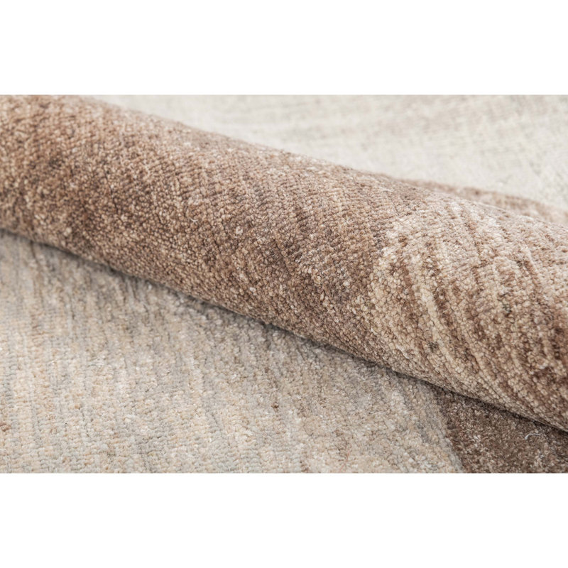 Handmade Silk and Wool Abstract Area Rug, Rectangle 10' x 14'