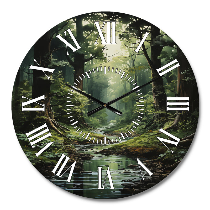 Horloge murale River Into Enchanted Woods I - Forêt, Médium