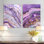 Abstrait marbre et pierre d'améthyste - ensemble d'art mural en métal géode mauve - imprimé sur métal