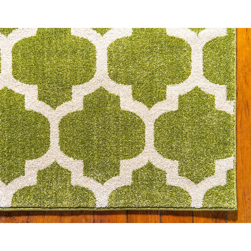 Tapis vert à motif géométrique Molly, Carré 7 pi 10 po