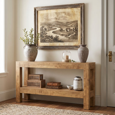 62.99" W Stain Resistant Pedestal Console Table