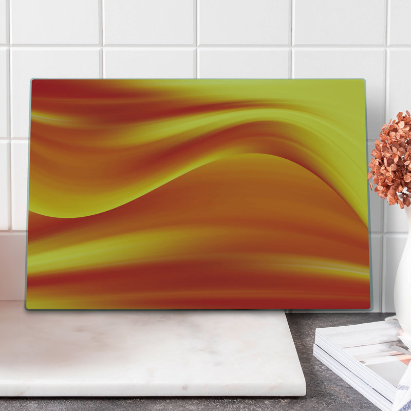 Ambesonne Orange Cutting Board Large Abstract Digital Waves Burnt Orange