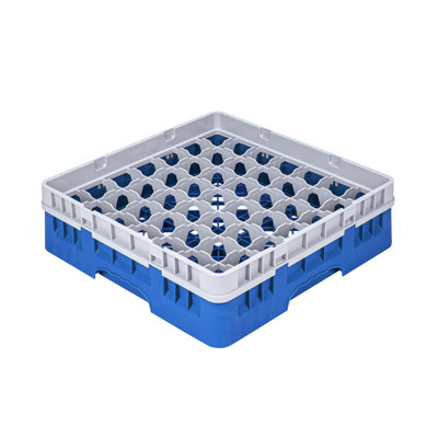  Support en verre Clean Tek Professional à 49 compartiments, 1 organisateur robuste et durable, avec 1 rallonge à goutte complète, support en verre bleu pour restaurants, bars, pubs, cafétérias et plus