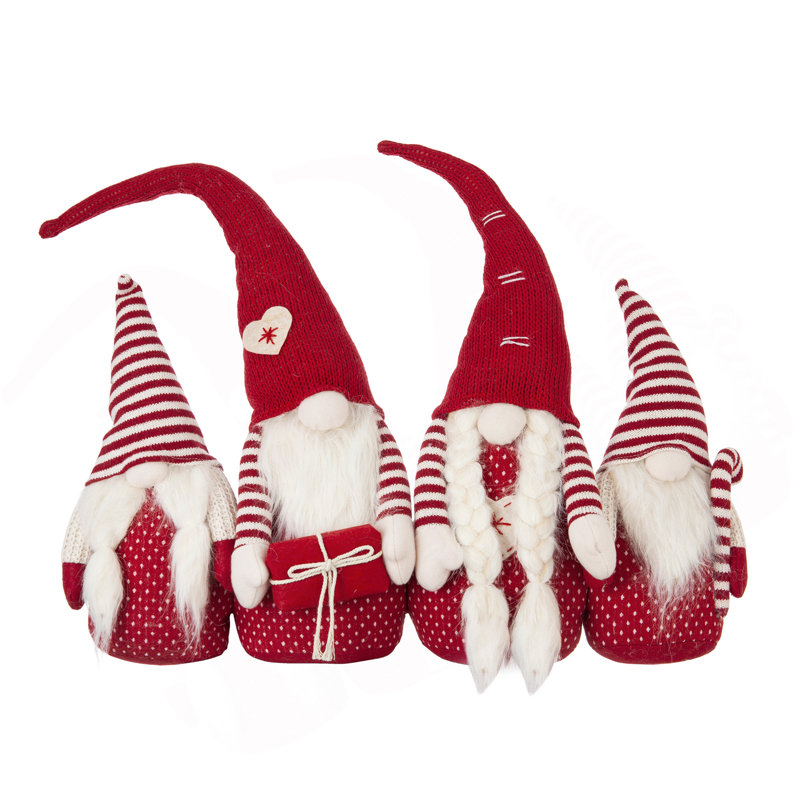 S / 4 - Décor de familles gnomes rouges 21,3 x 5,5 x 25,5 po