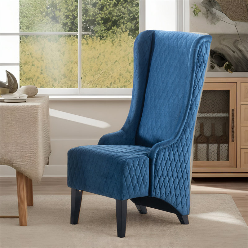 Fauteuil à oreilles large 23,03 po Rivah, Polyuréthane bleu marine, 1 