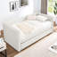 Lit de jour simple avec conception escamotable - Lit tapissier en velours côtelé beige pour plus d'espace et de tissu-2089525714