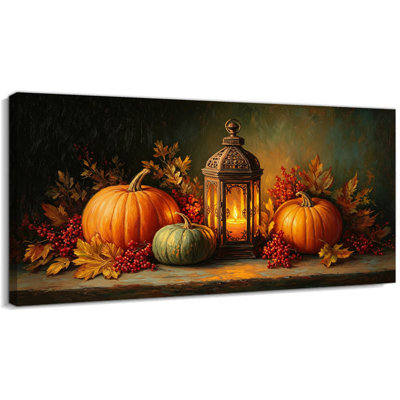 Art mural d'automne, art mural en toile citrouille, art mural d'automne, couleurs chaudes de la récolte, décoration murale d'automne pour espaces de ferme et de salon, 16 po x 32 po