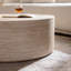 Table basse ronde de 31,5 po avec motif Mars pour le salon, table basse tambour moderne pour le salon, sans assemblage (motif Mars)