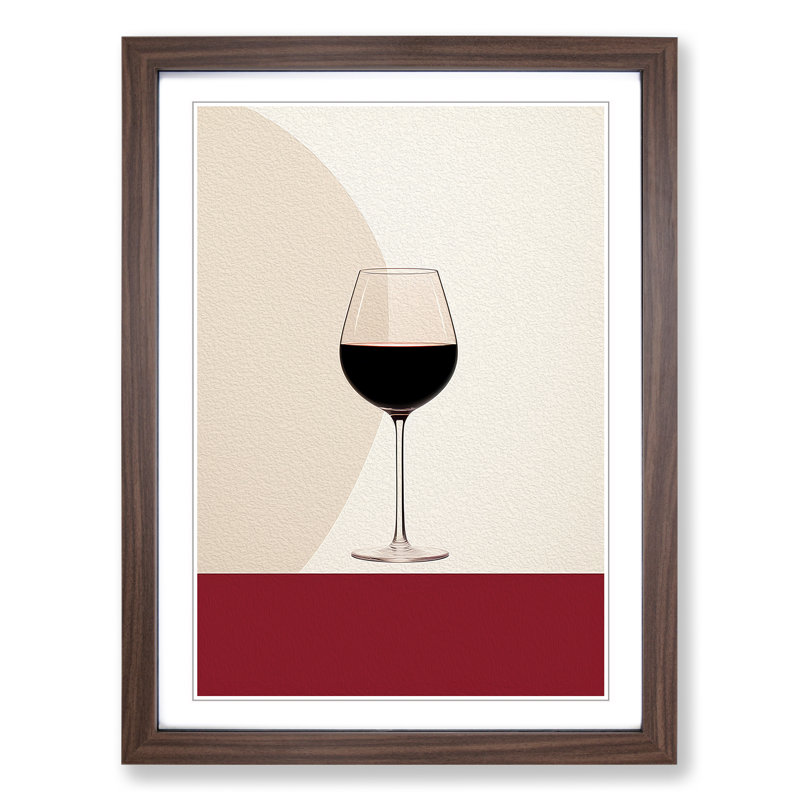 Wine Minimalism - Framed Print, Walnut, 46cm H x 34cm W x 2cm D